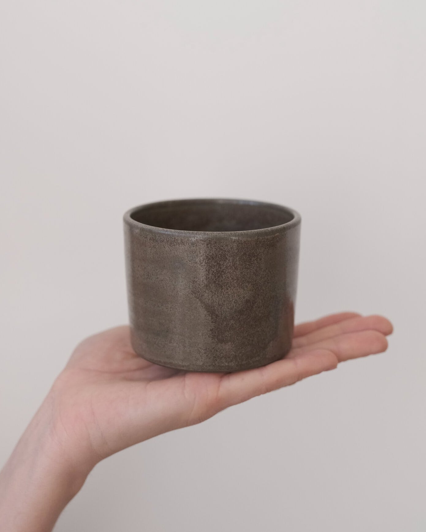 handmade ceramic toffee stoneware cappuccino cups in smoke