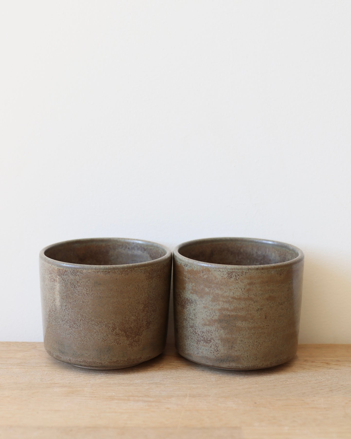 handmade ceramic toffee stoneware cappuccino cups in smoke