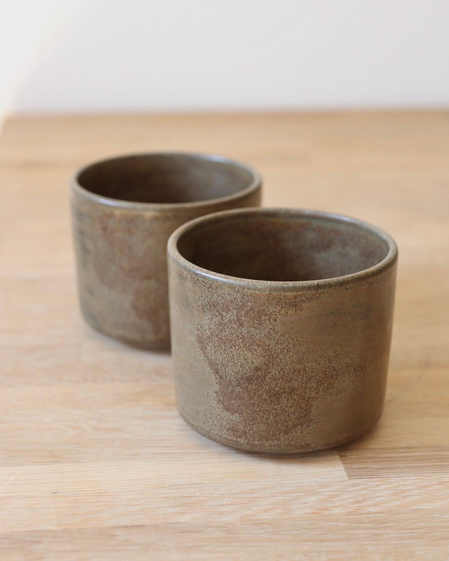 handmade ceramic toffee stoneware cappuccino cups in smoke