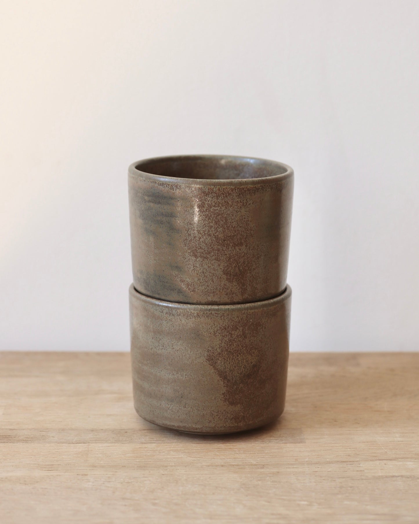 handmade ceramic toffee stoneware cappuccino cups in smoke